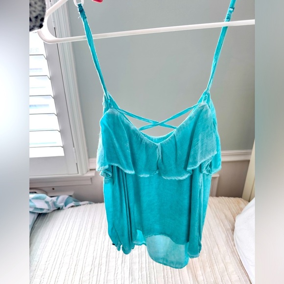 American Eagle Blue Ruffle Tank Sz. M - Picture 5 of 5